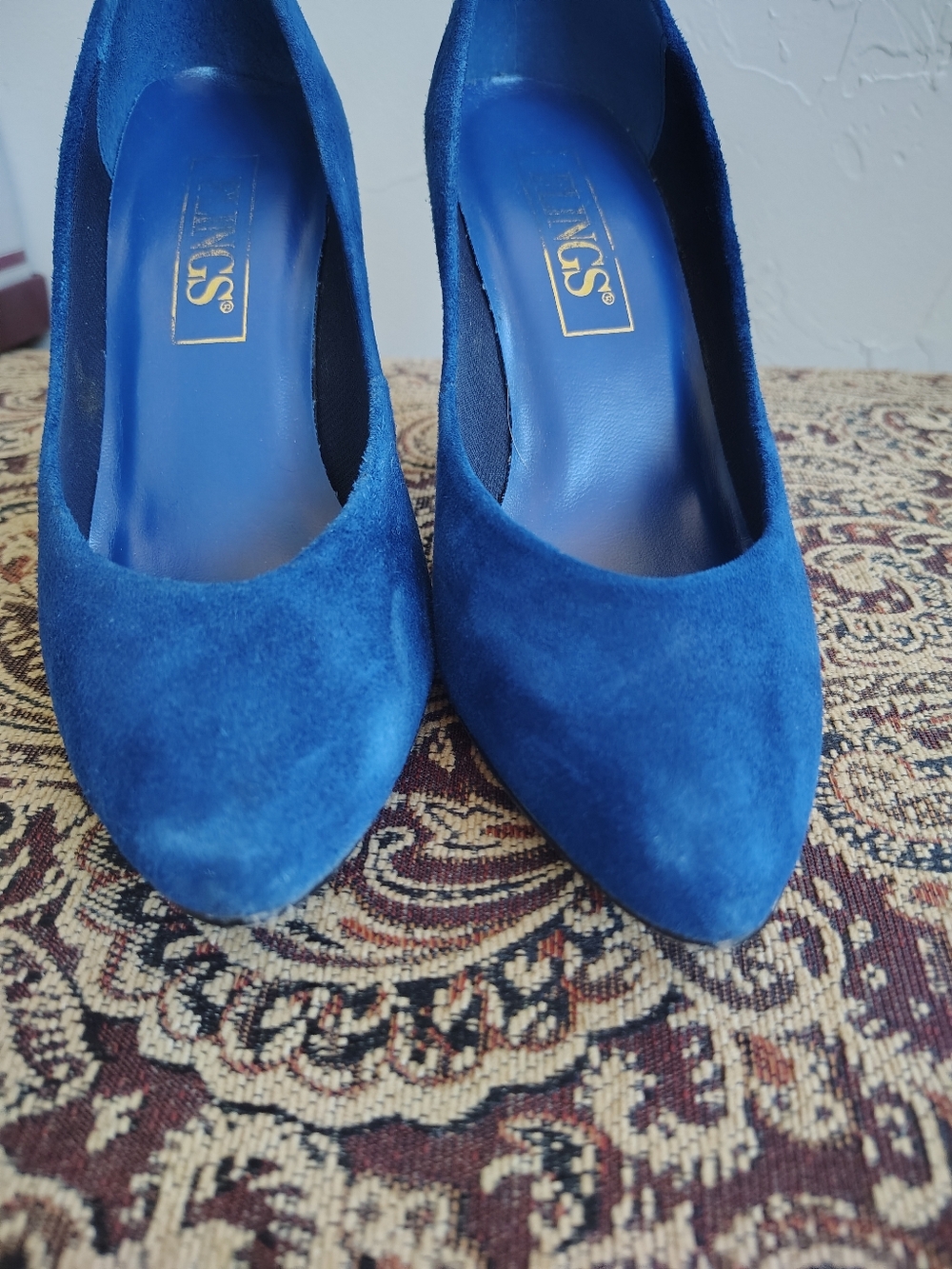 Vintage Blue Suede Leather Stiletto High Heels Womens 7  Flings